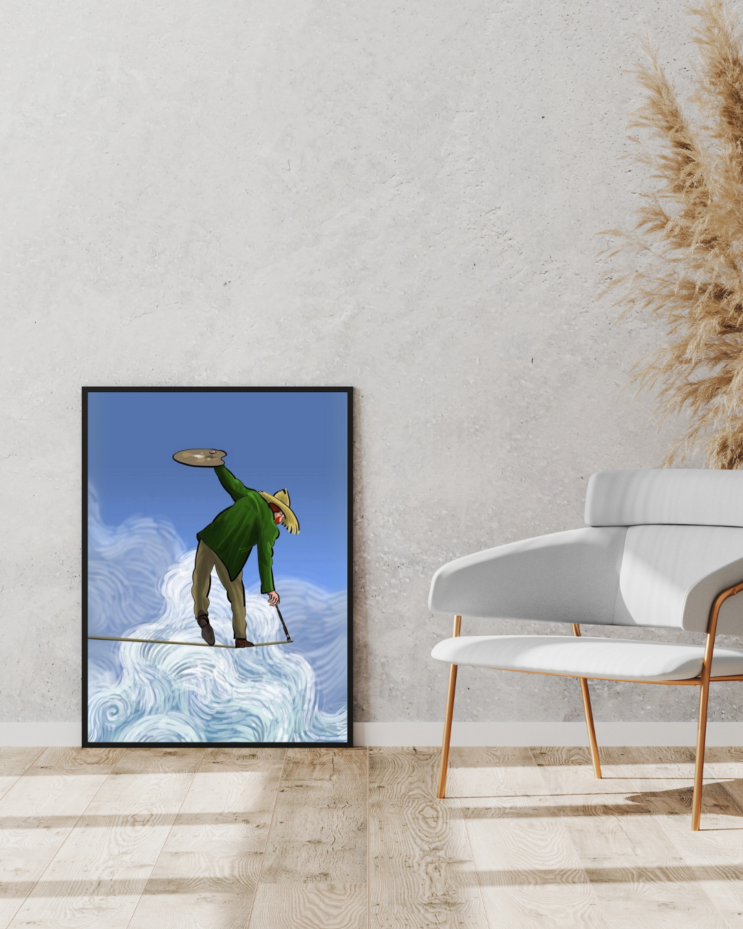 Balance in Blue β Surreal Framed Art Print (Printed & Delivered) - Pepper