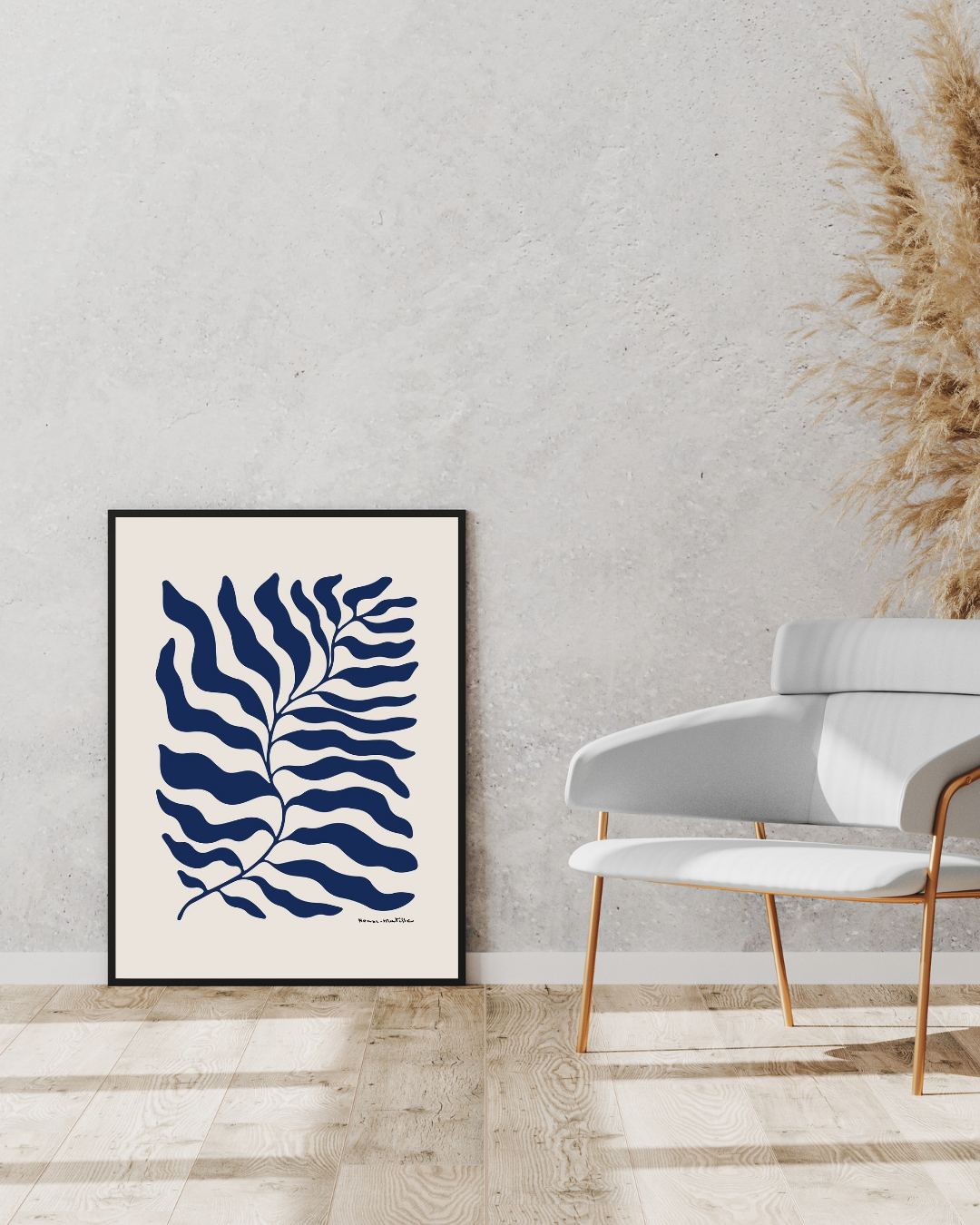 Indigo Leaf Art Print – Modern Botanical Framed Artwork - Pepper