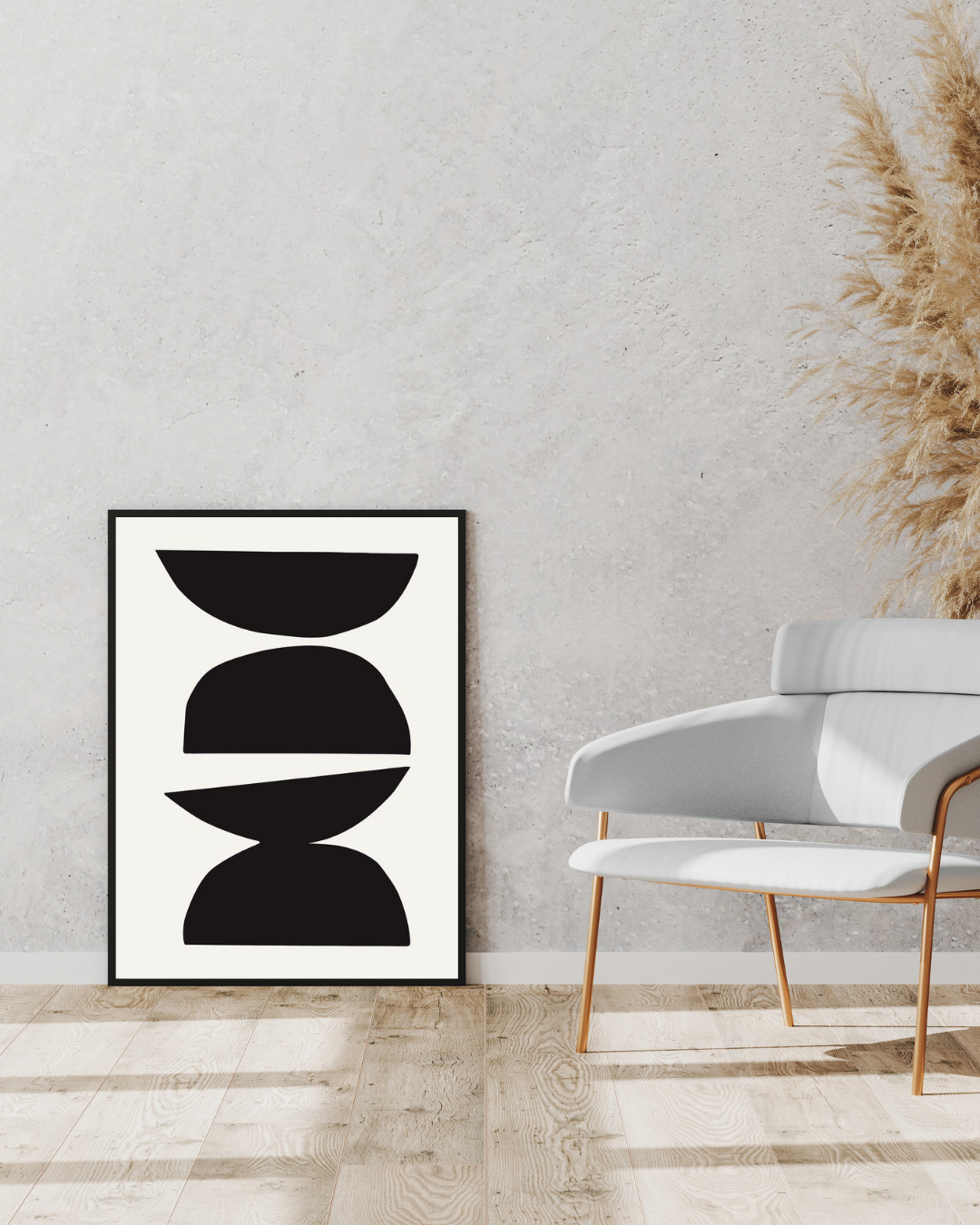 Form & Balance - Minimalist Geometric Art Print Framed Design - Pepper
