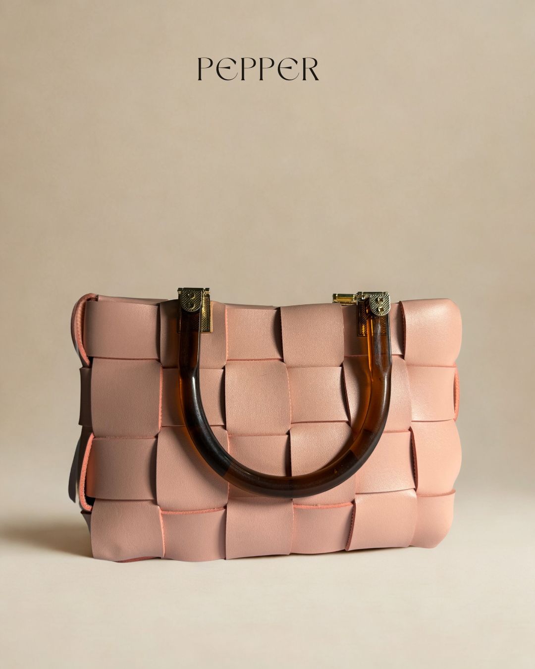 Woven Handbag - Blush Pink Woven Handbag