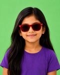Kids Sunglasses — PS06 "Cherry Blaze" Wayfarer | Ruby Mirror Lenses