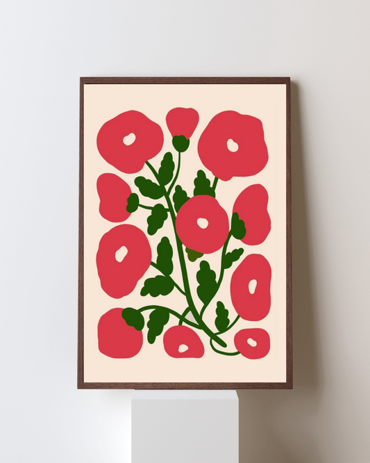 Bold Bloom – Modern Floral Print Artwork (Printed, Framed & Delivered) - Pepper