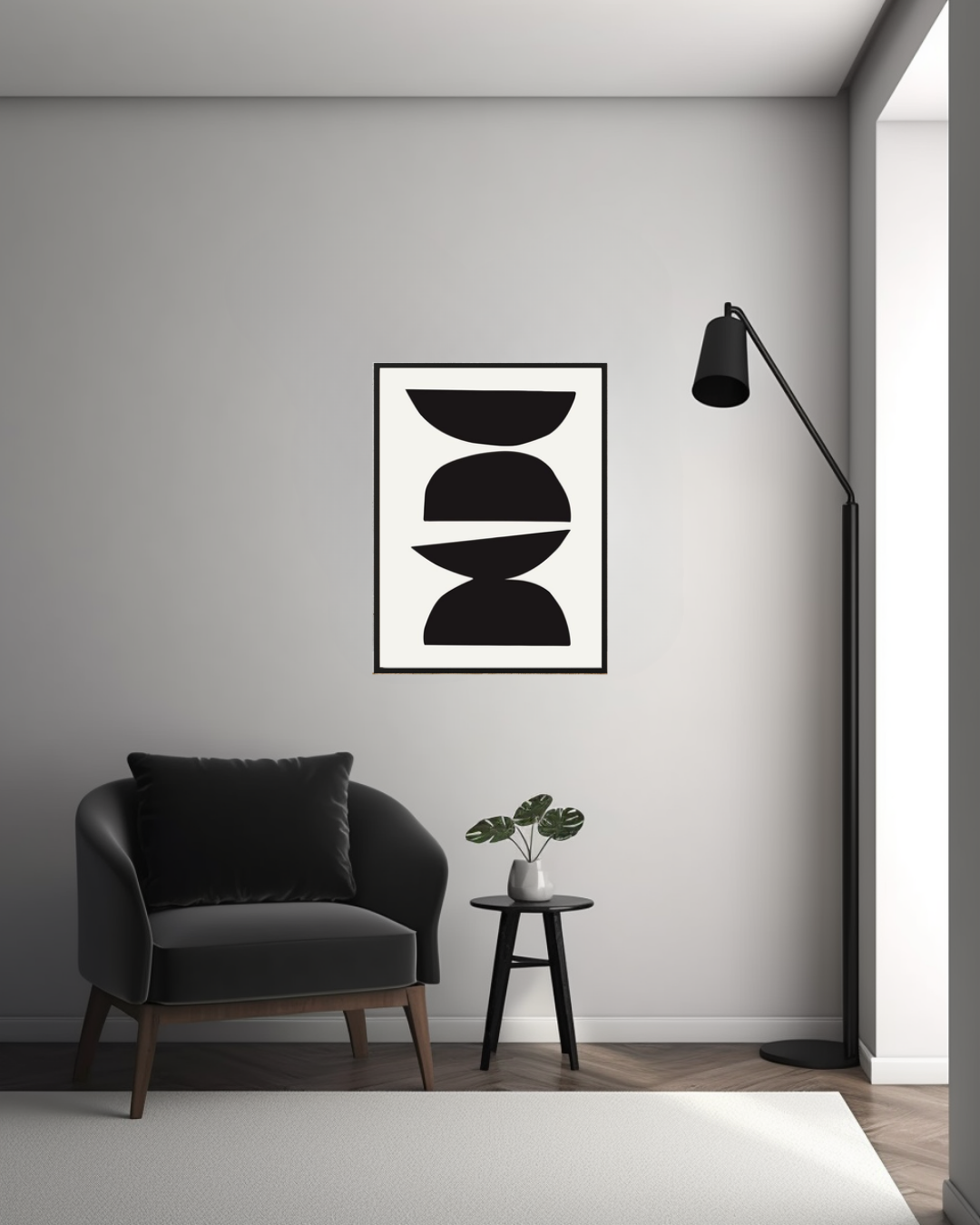 Form & Balance - Minimalist Geometric Art Print Framed Design - Pepper
