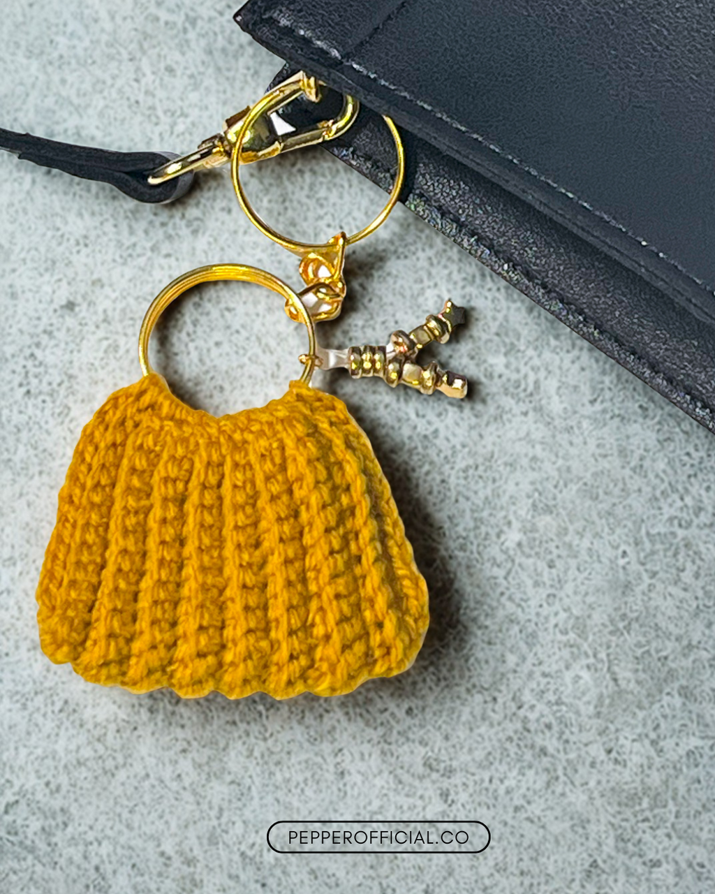 Hand-Knitted Mini Bag Charm / Keychain