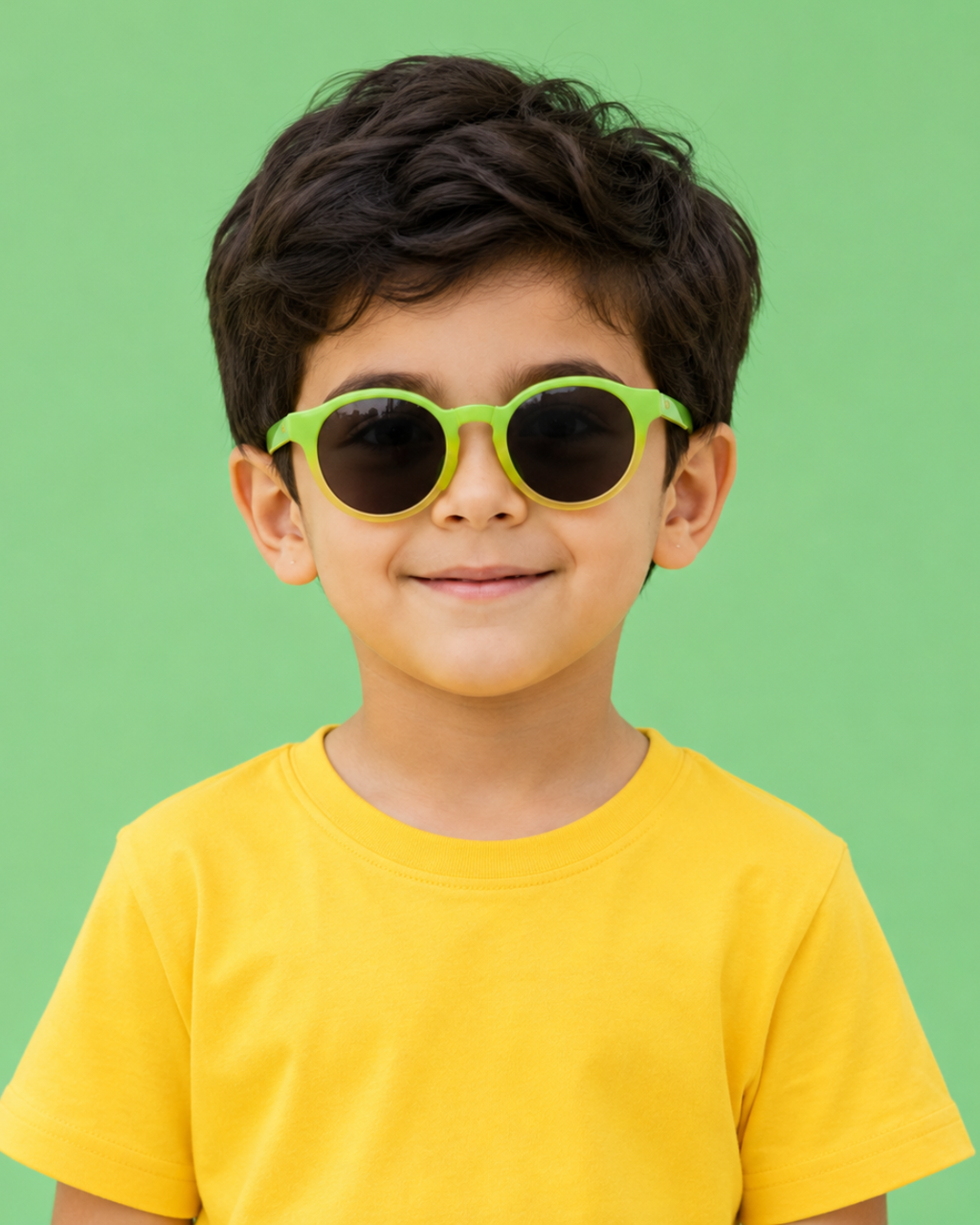Kids Sunglasses — PS07 "Kiwi Fade" Round | Smoke Grey Lenses
