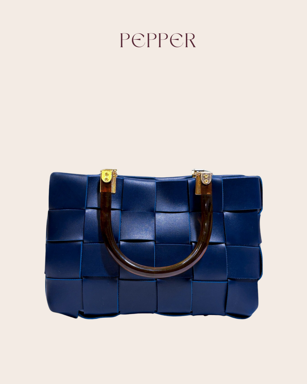 Woven Handbag - Blue Midnight Weave Design for Stylish Elegance