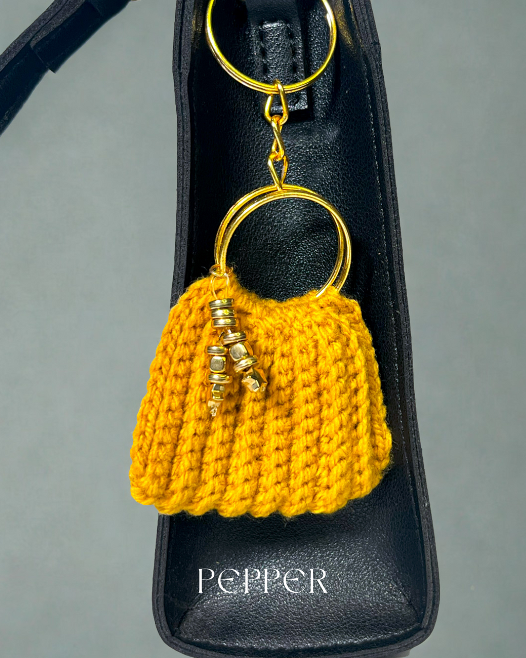 Hand-Knitted Mini Bag Charm / Keychain