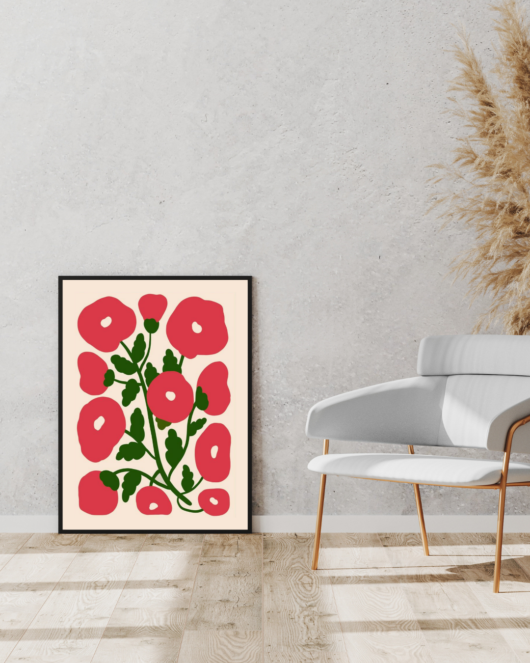 Bold Bloom – Modern Floral Print Artwork (Printed, Framed & Delivered) - Pepper