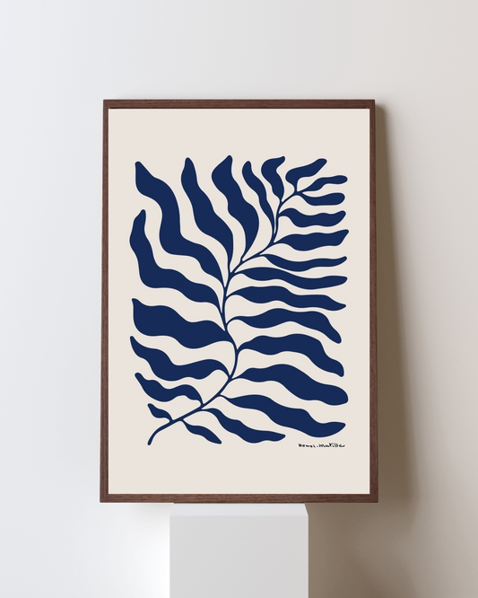 Indigo Leaf Art Print – Modern Botanical Framed Artwork - Pepper