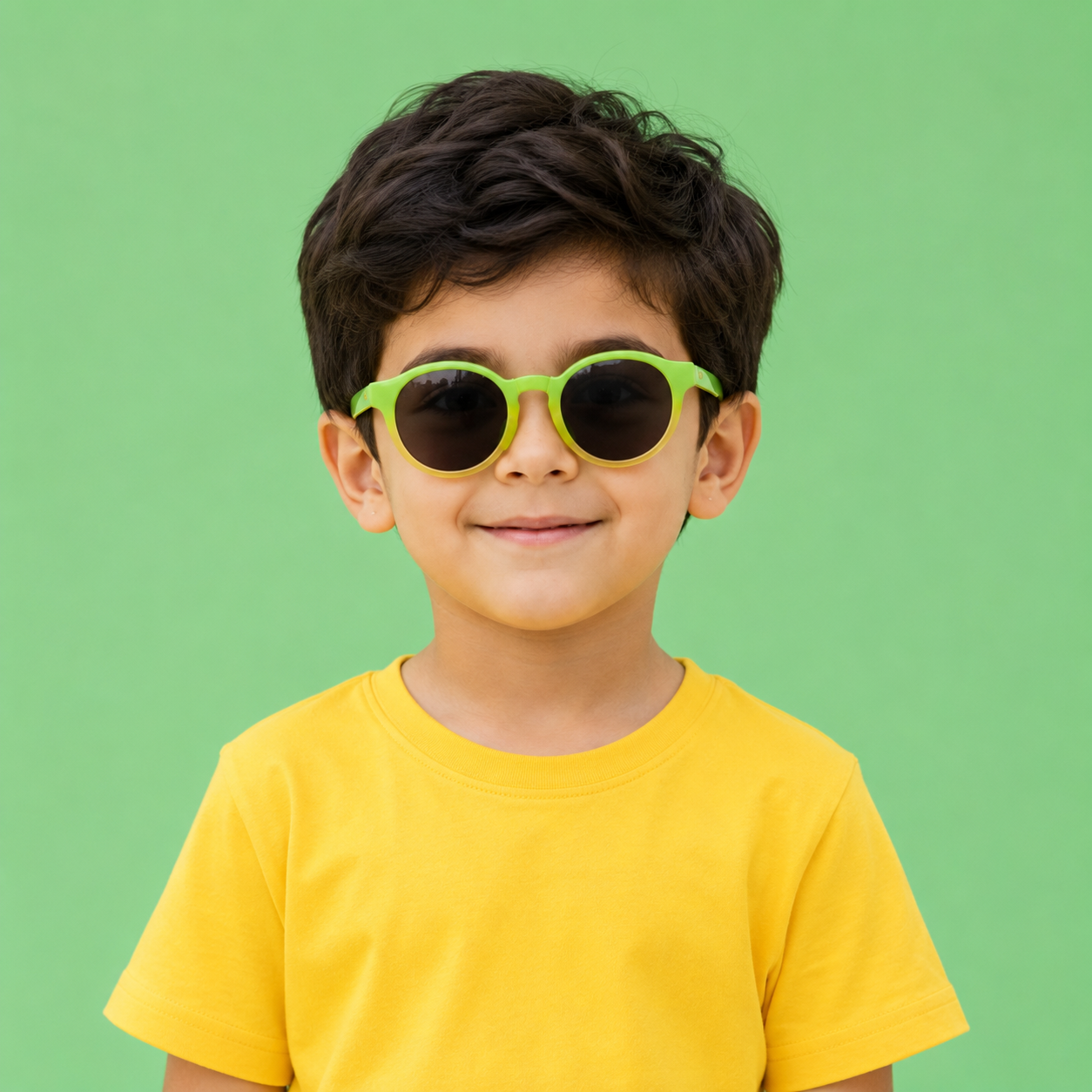 Kids Sunglasses — PS07 "Kiwi Fade" Round | Smoke Grey Lenses