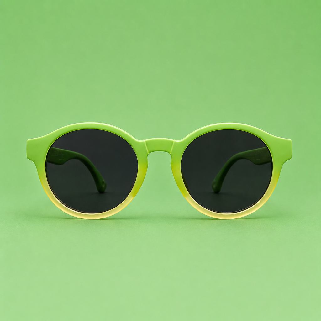 Kids Sunglasses — PS07 "Kiwi Fade" Round | Smoke Grey Lenses