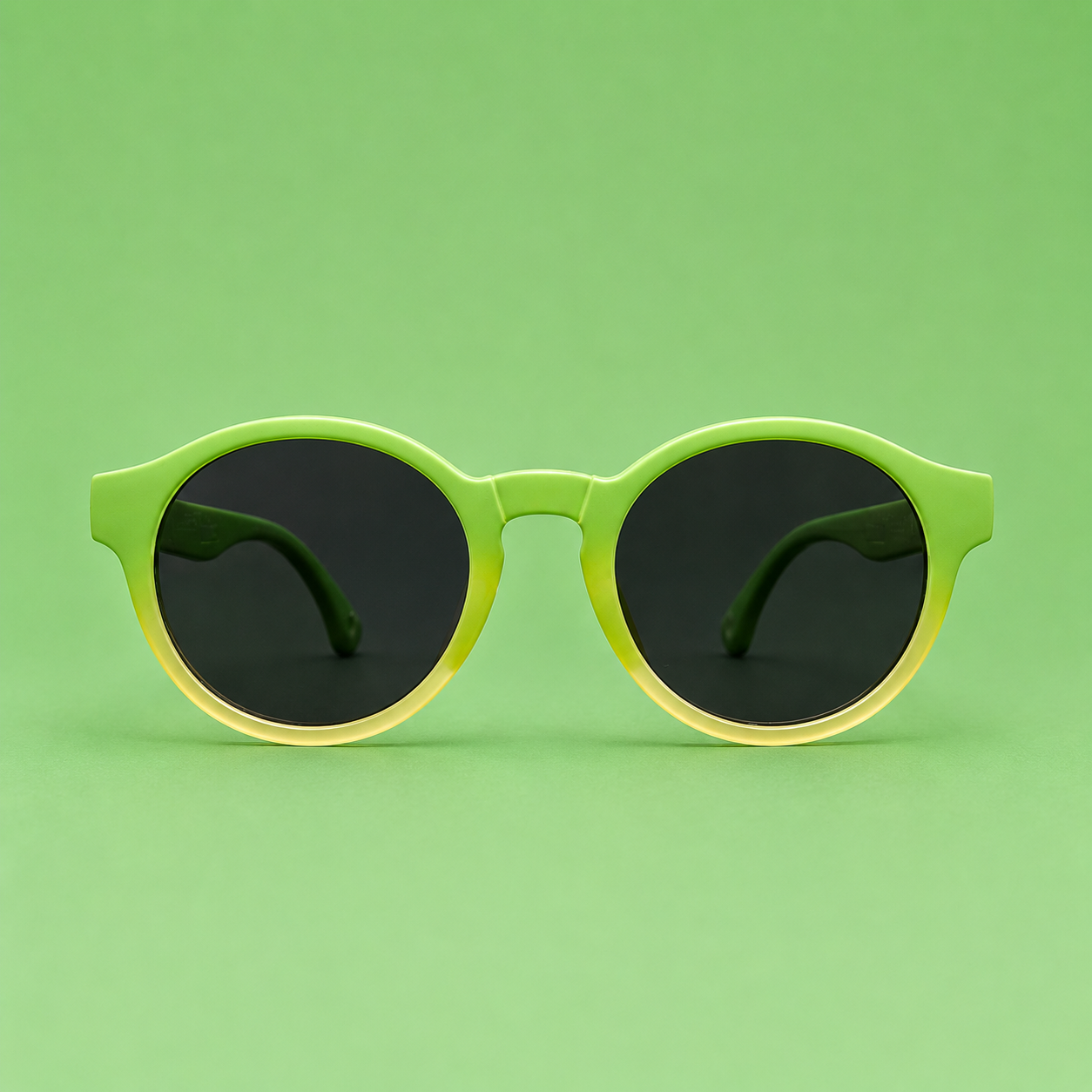 Kids Sunglasses — PS07 "Kiwi Fade" Round | Smoke Grey Lenses