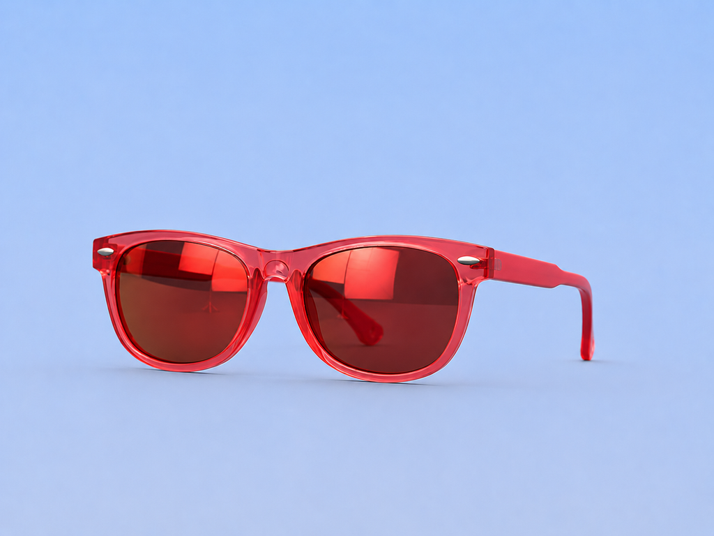 Kids Sunglasses — PS06 "Cherry Blaze" Wayfarer | Ruby Mirror Lenses