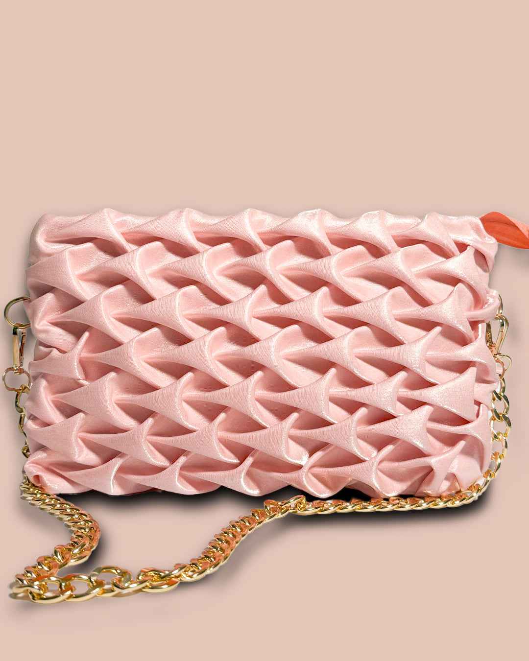 Clutch Sling Bag in Rosé Ruffle Design - Pepper