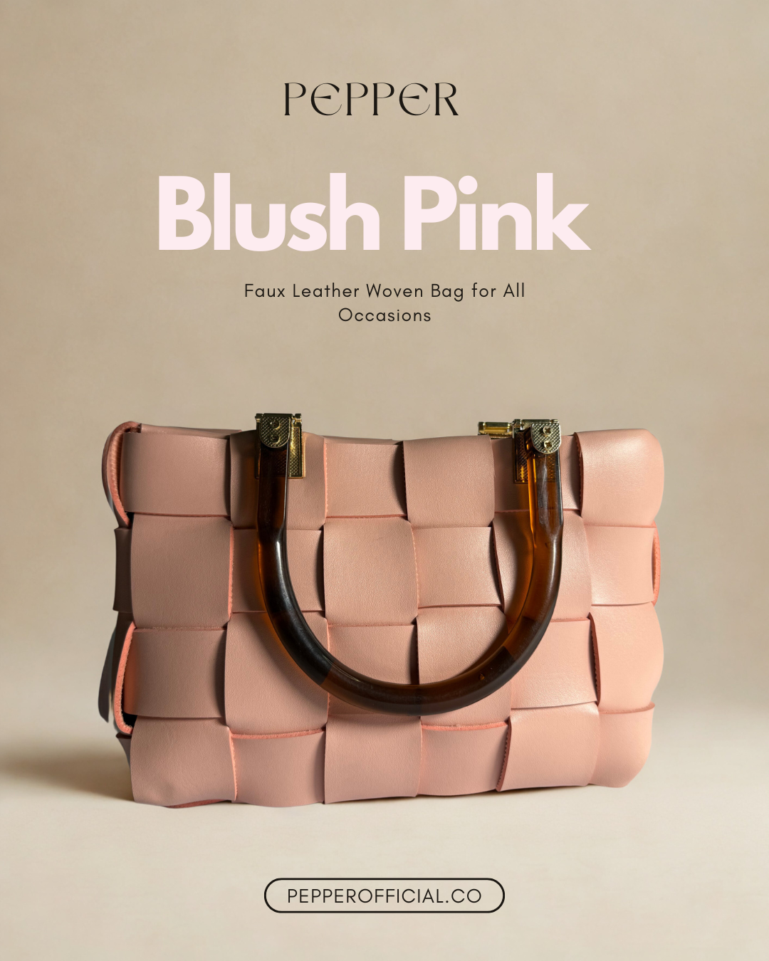 Woven Handbag - Blush Pink Woven Handbag - Pepper