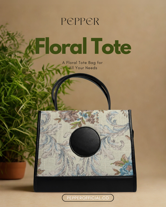 Floral Tote Bag - Stylish Floral Tote for Everyday Use - Pepper