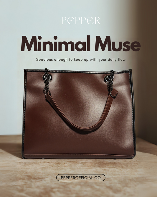 Faux Leather Tote Bag - Minimal Muse for Stylish Every Day Use - Pepper